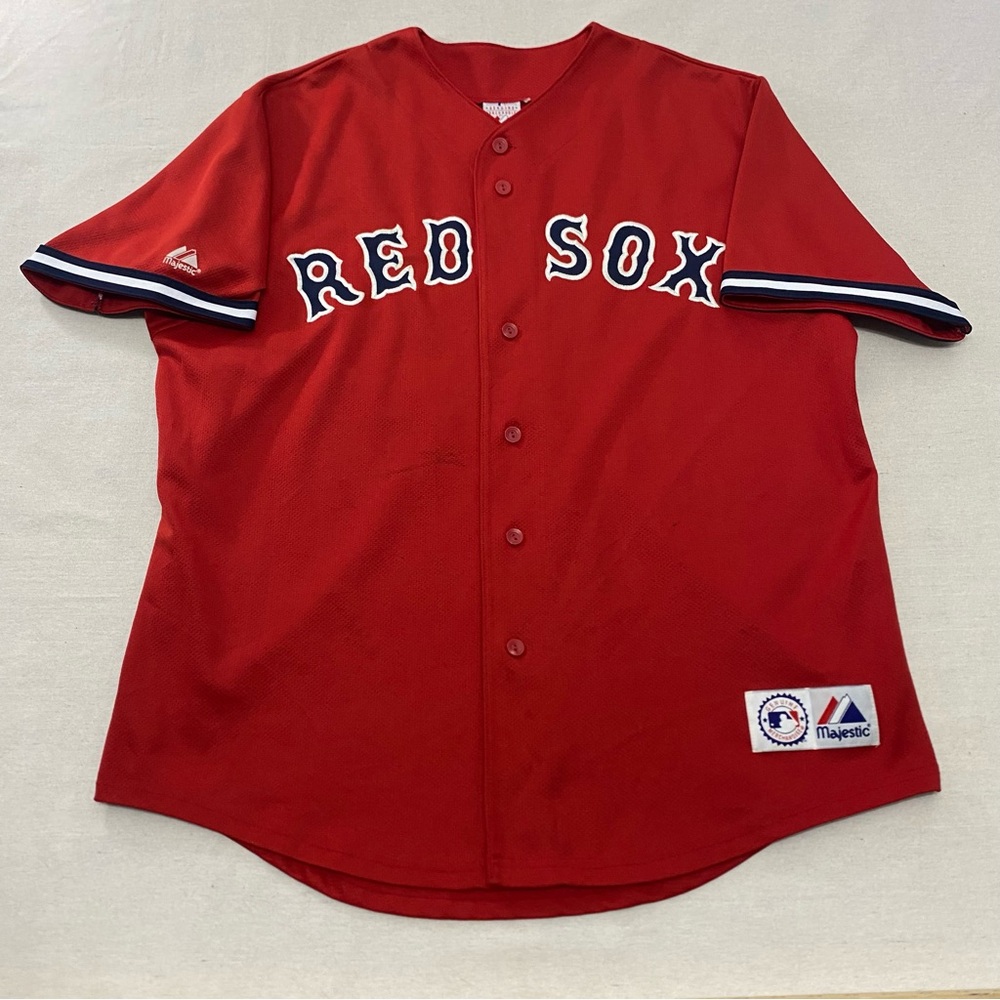 90's Boston Red Sox Jersey Pedro Martinez #45 Men Sz L~ Red Button Up Majestic